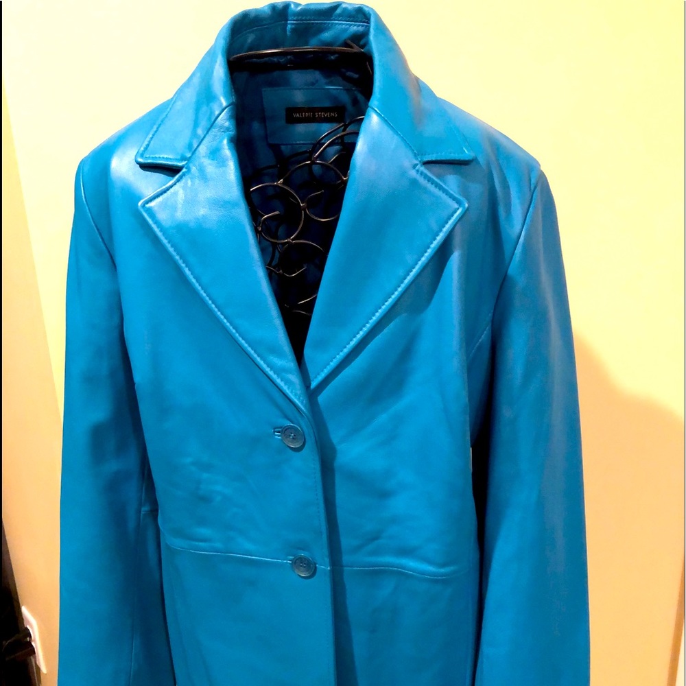 Valerie Stevens Season Aqua Leather Jacket